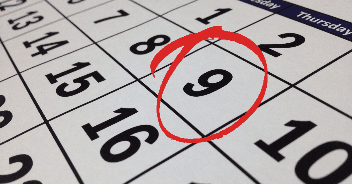 A circled date on a calendar