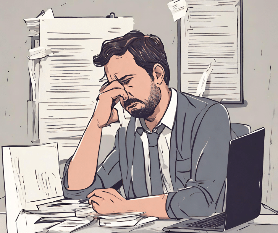 Illustration of an exasperated office worker